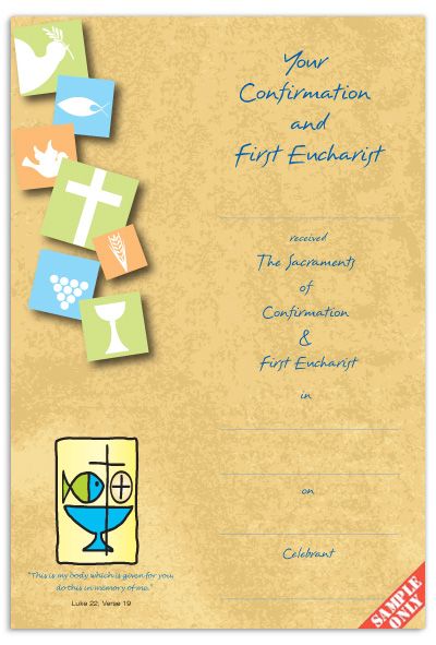 Confirmation & First Eucharist Certificate Ref CC71